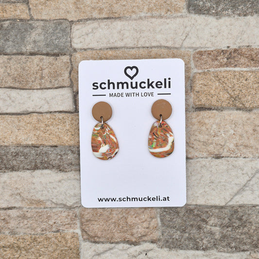 Treibgut – Handgemachte Ohrringe mit marmoriertem Farbspiel in Erdtönen