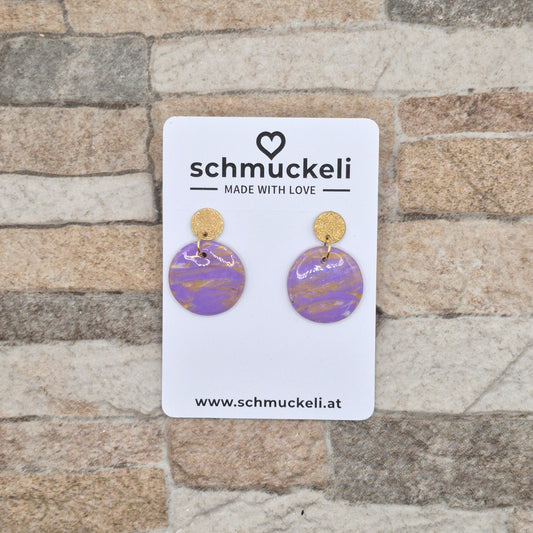 Fliederwind – Lila-Goldene Ohrringe in Marmoroptik