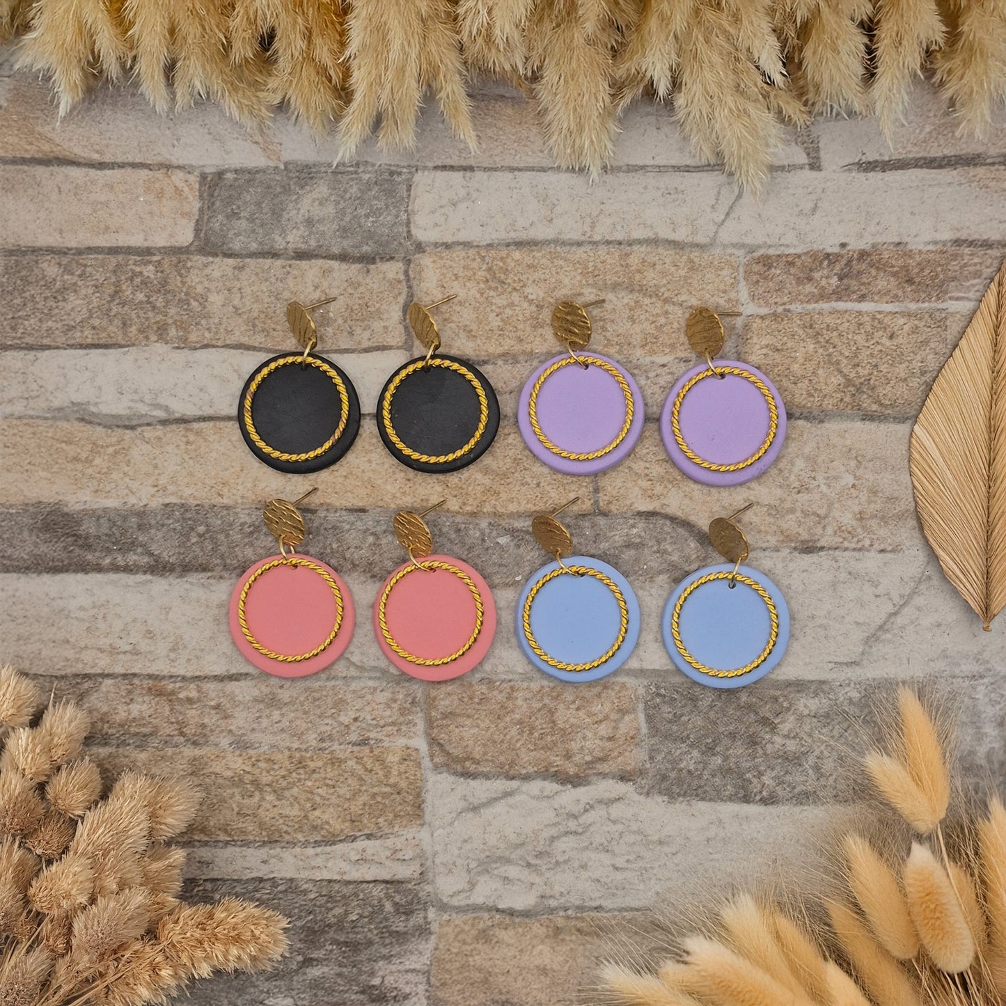 KREISGOLD Rosentau - rosa Ohrringe aus Polymer Ton mit verdrehtem Ring