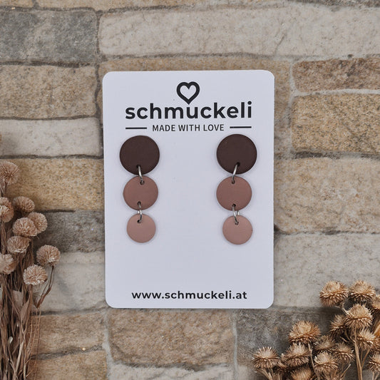 FARBTANZ Erdenklang - dreiteilige Ohrringe aus Polymer Ton in Brauntönen