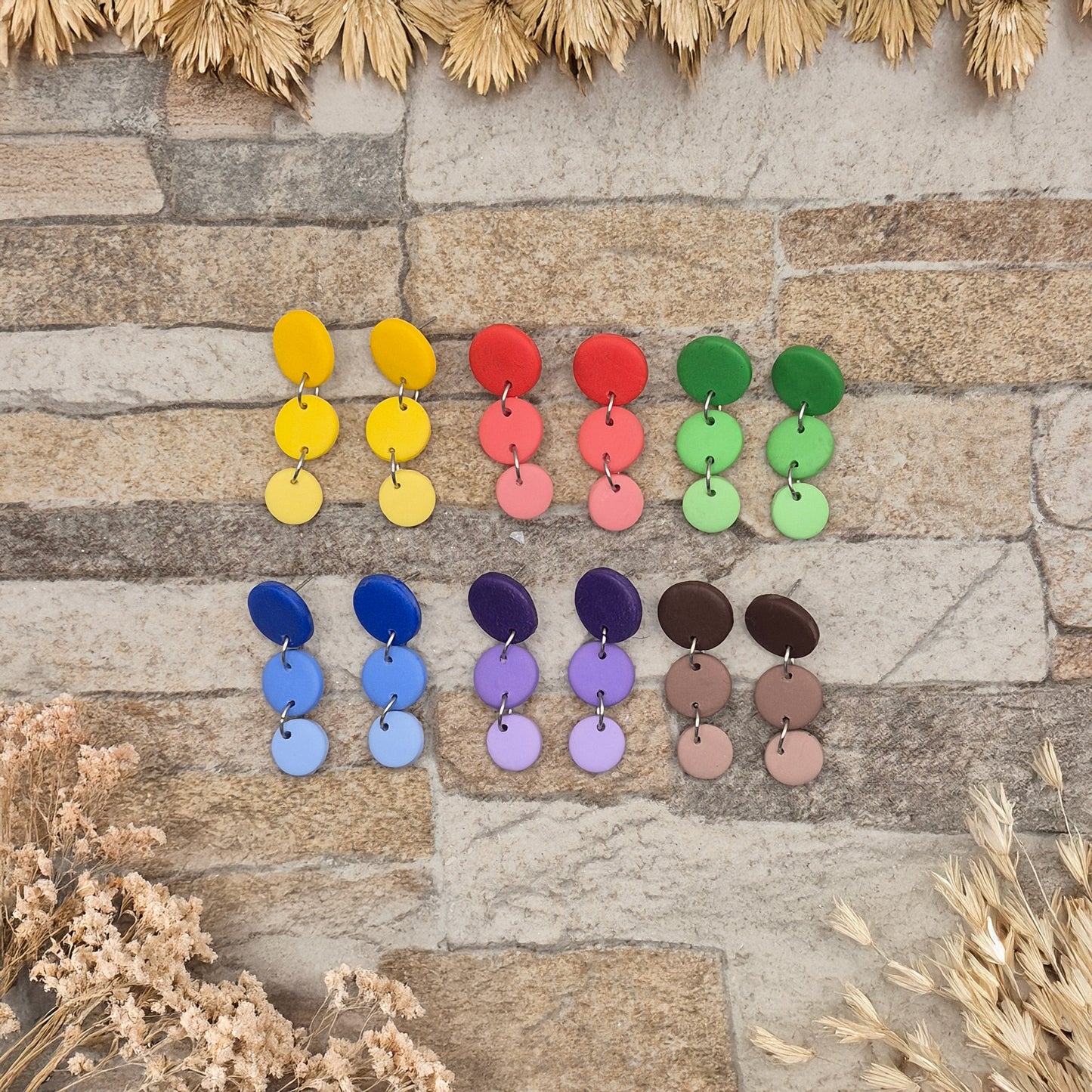 FARBTANZ Beerenklang - dreiteilige Ohrringe aus Polymer Ton in Rottönen