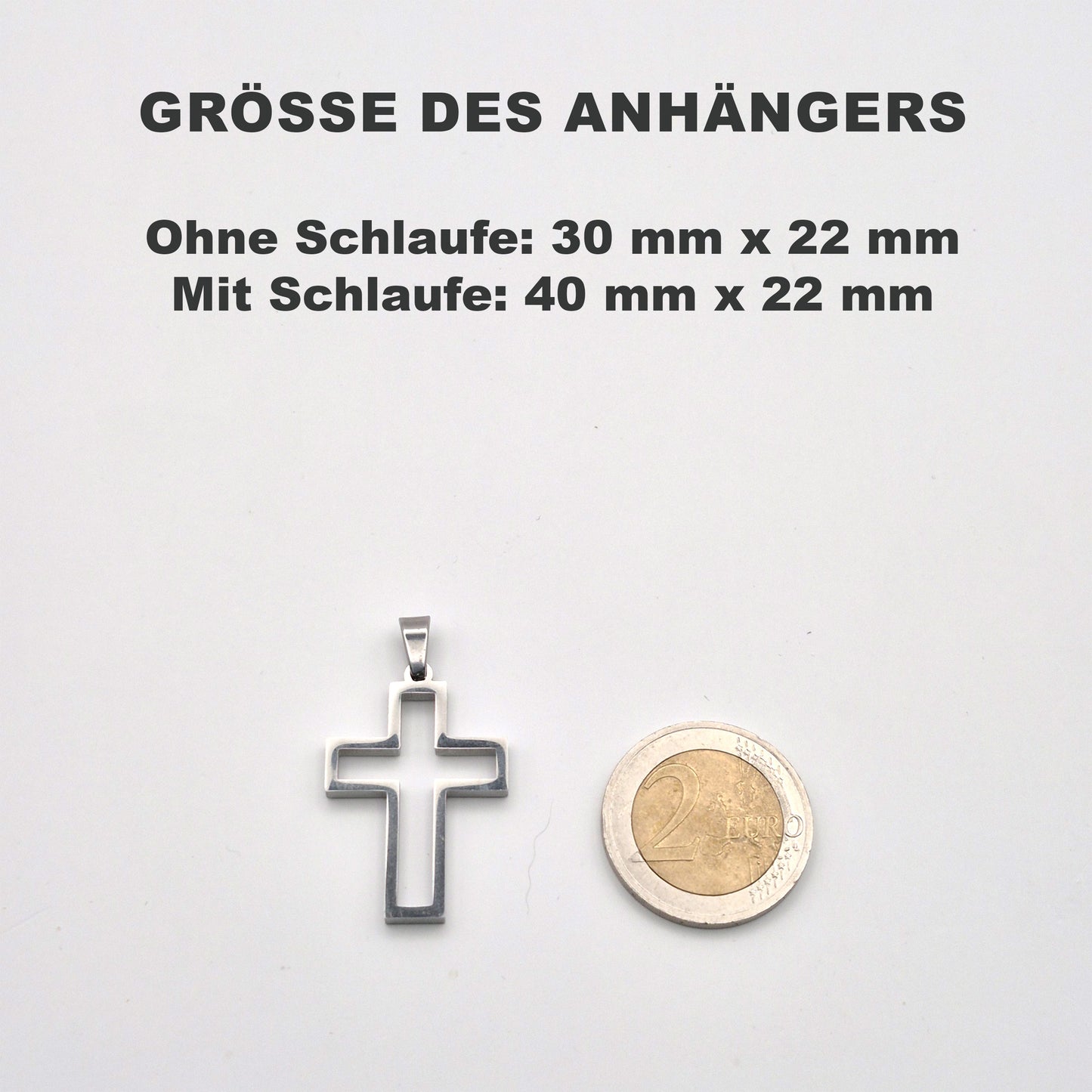 Kraftkreuz Glanzrot – Roter Kreuzanhänger aus Edelstahl & Polymer Clay - mit 45 cm langer Edelstahlkette