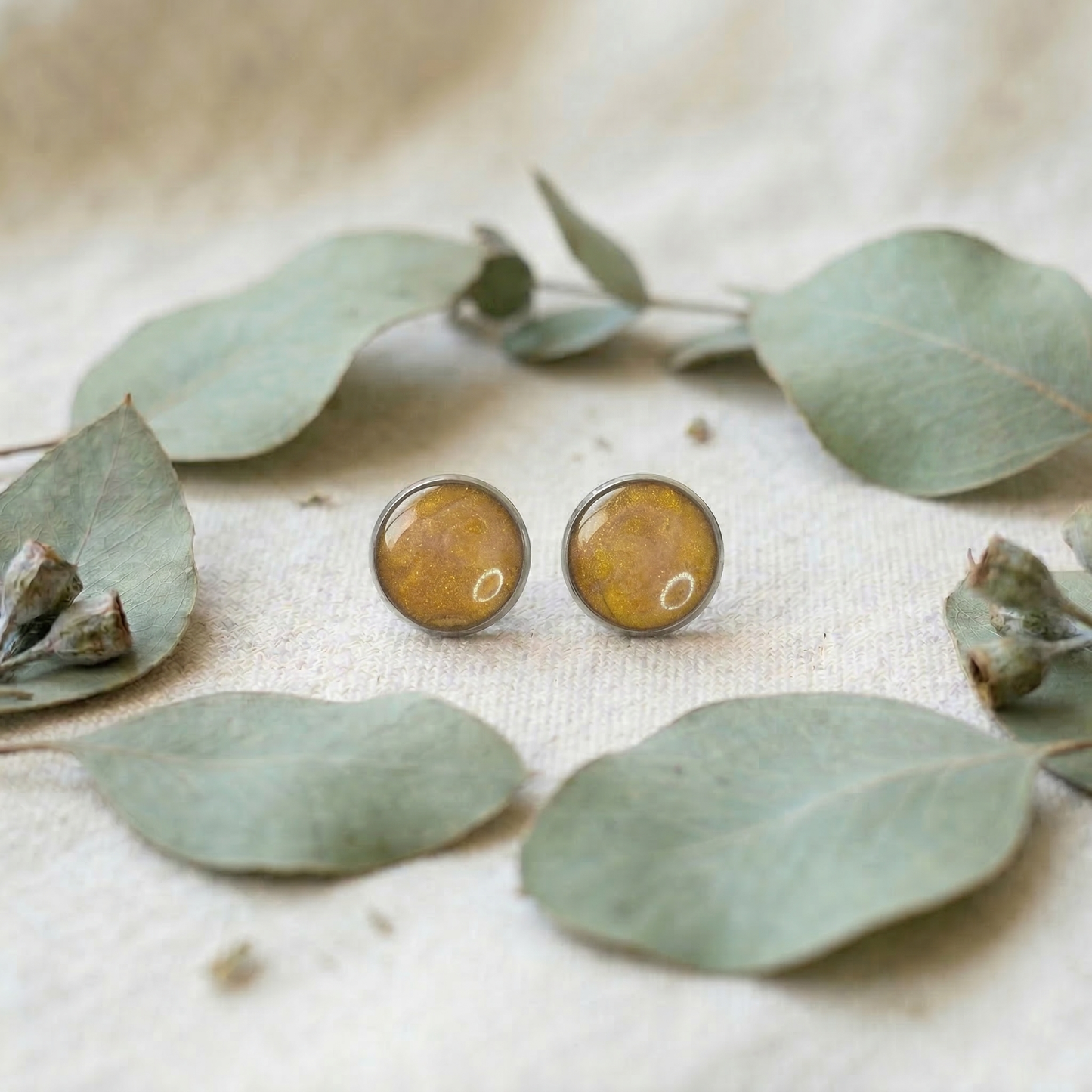 Marmorierte Ohrstecker in Gold | Größe L (12 mm)