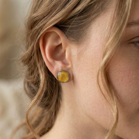 Marmorierte Ohrstecker in Gold | Größe L (12 mm)