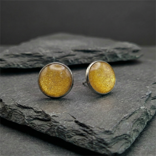 Marmorierte Ohrstecker in Gold | Größe L (12 mm)