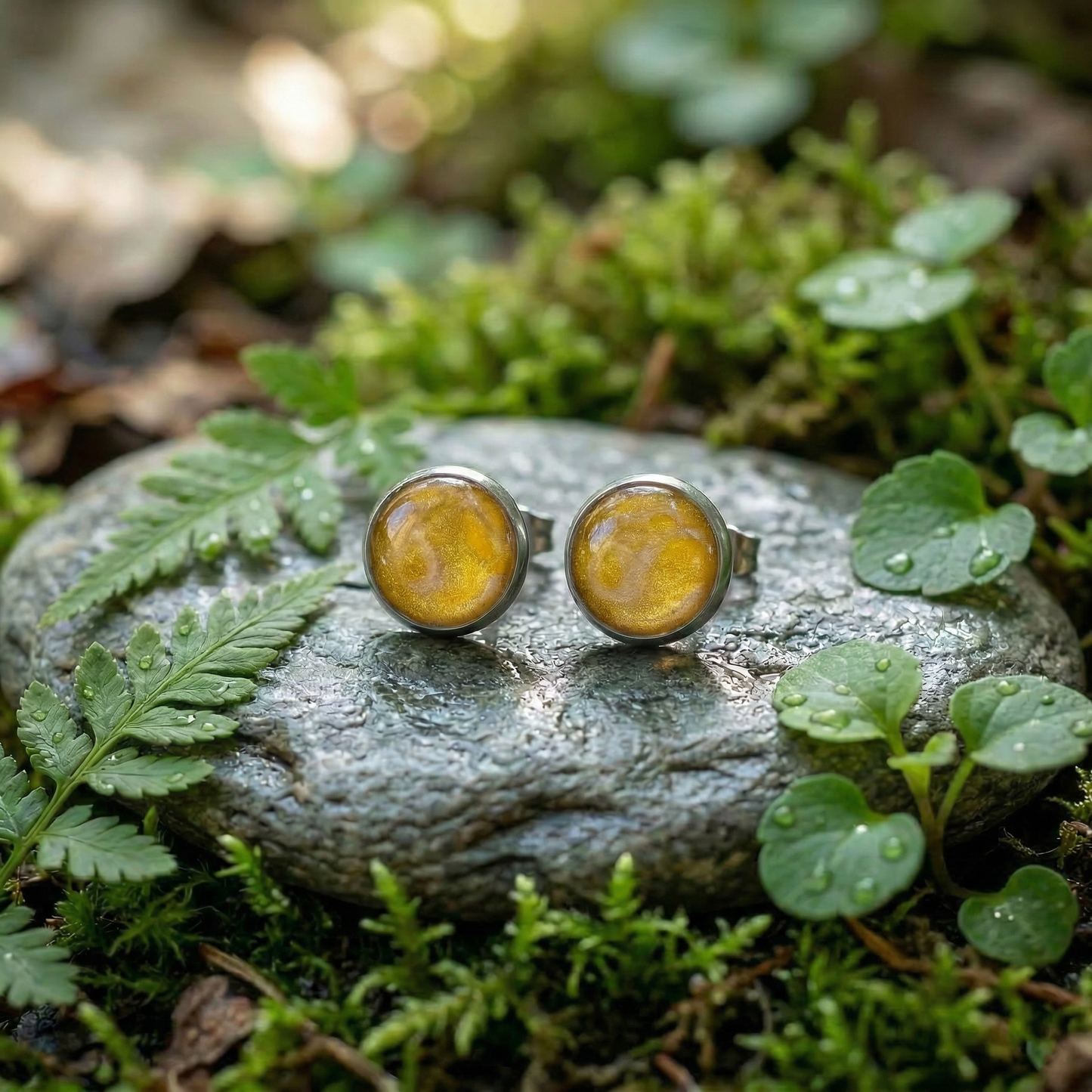 Marmorierte Ohrstecker in Gold | Größe L (12 mm)