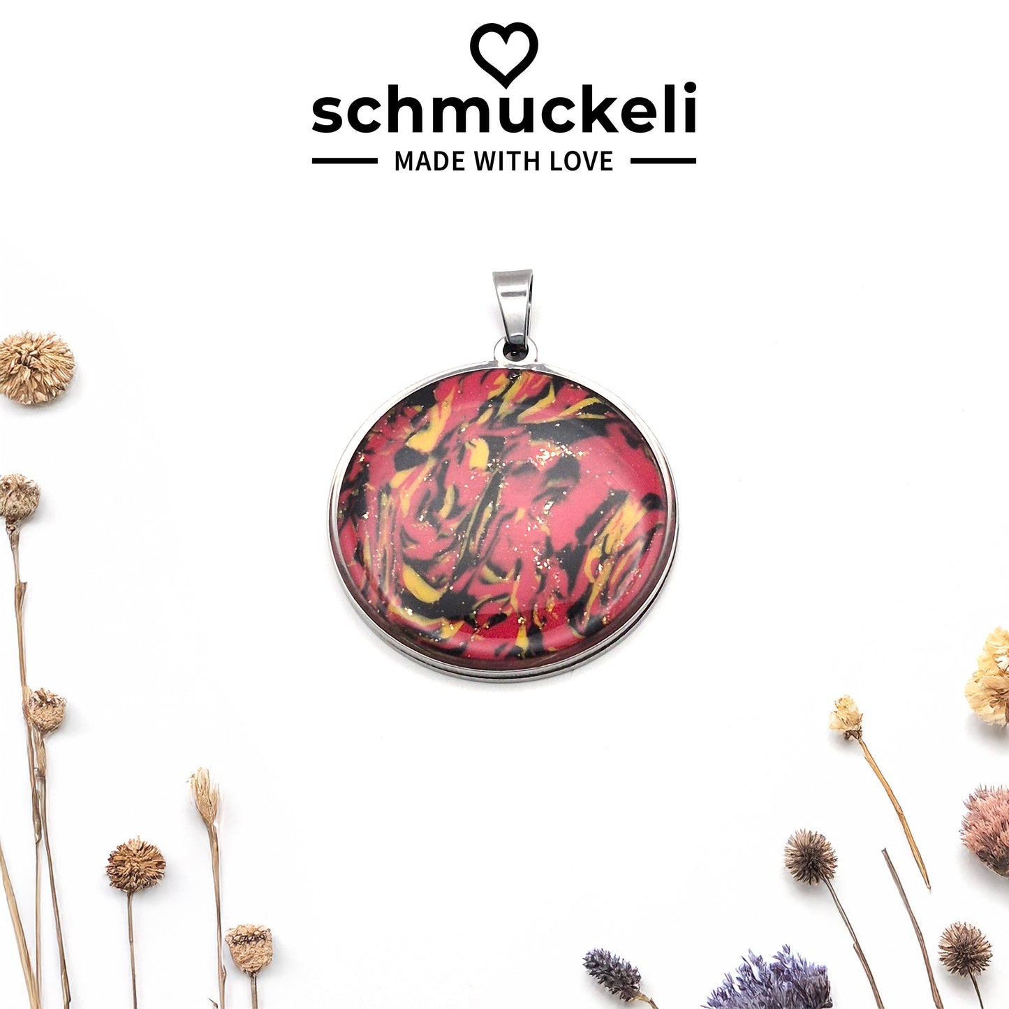 Runder XL Anhänger Herzglut – Anhänger der Leidenschaft - mit 45 cm langer Edelstahlkette