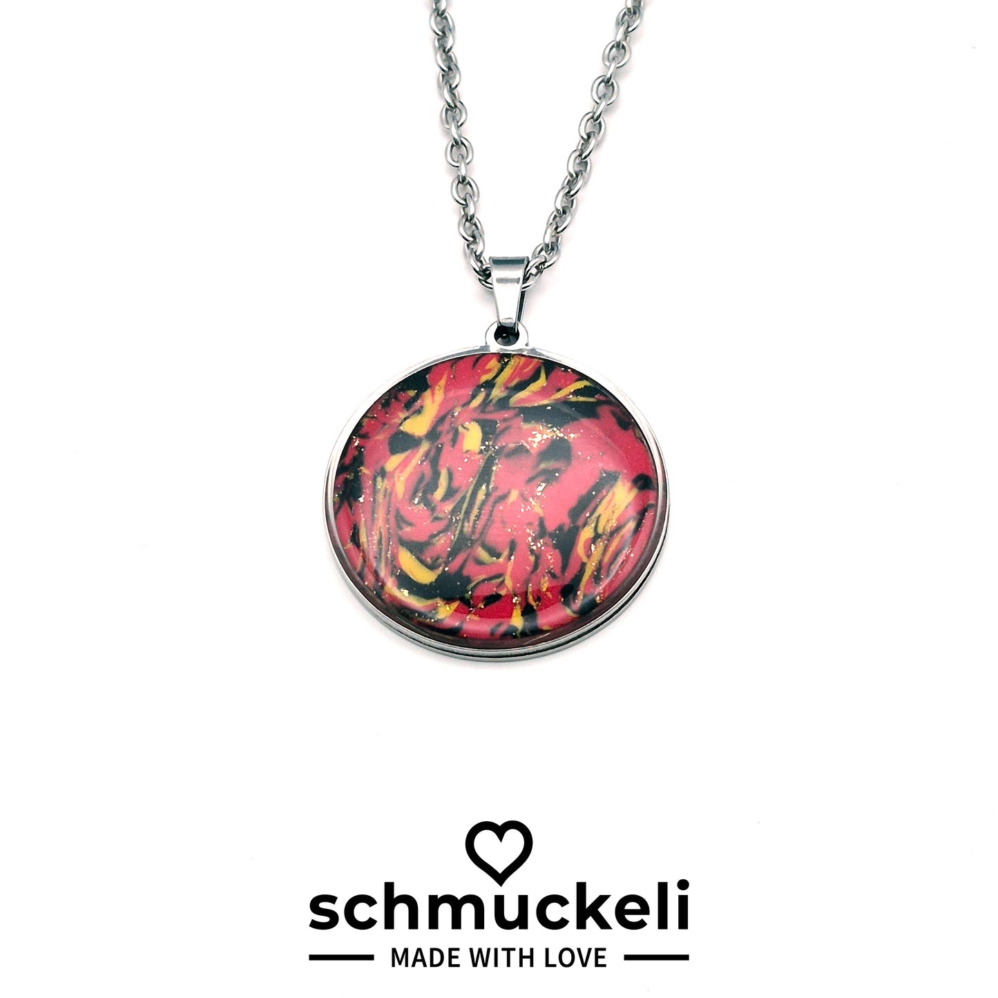 Runder XL Anhänger Herzglut – Anhänger der Leidenschaft - mit 45 cm langer Edelstahlkette