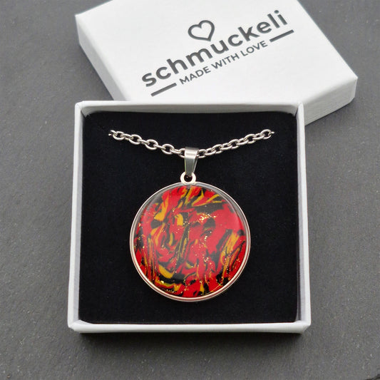 Runder XL Anhänger Herzglut – Anhänger der Leidenschaft - mit 45 cm langer Edelstahlkette