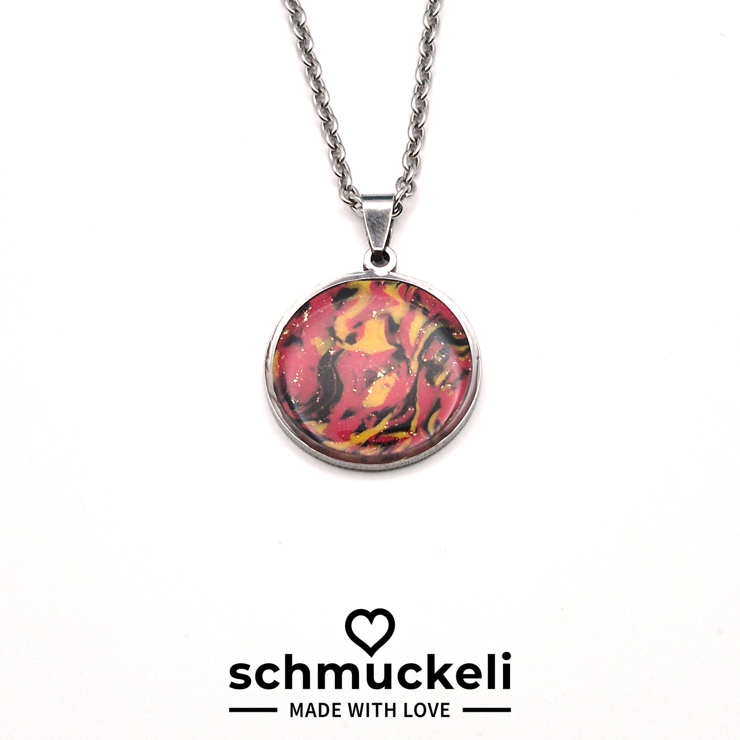 Runder Anhänger Herzglut – Anhänger der Leidenschaft - mit 45 cm langer Edelstahlkette