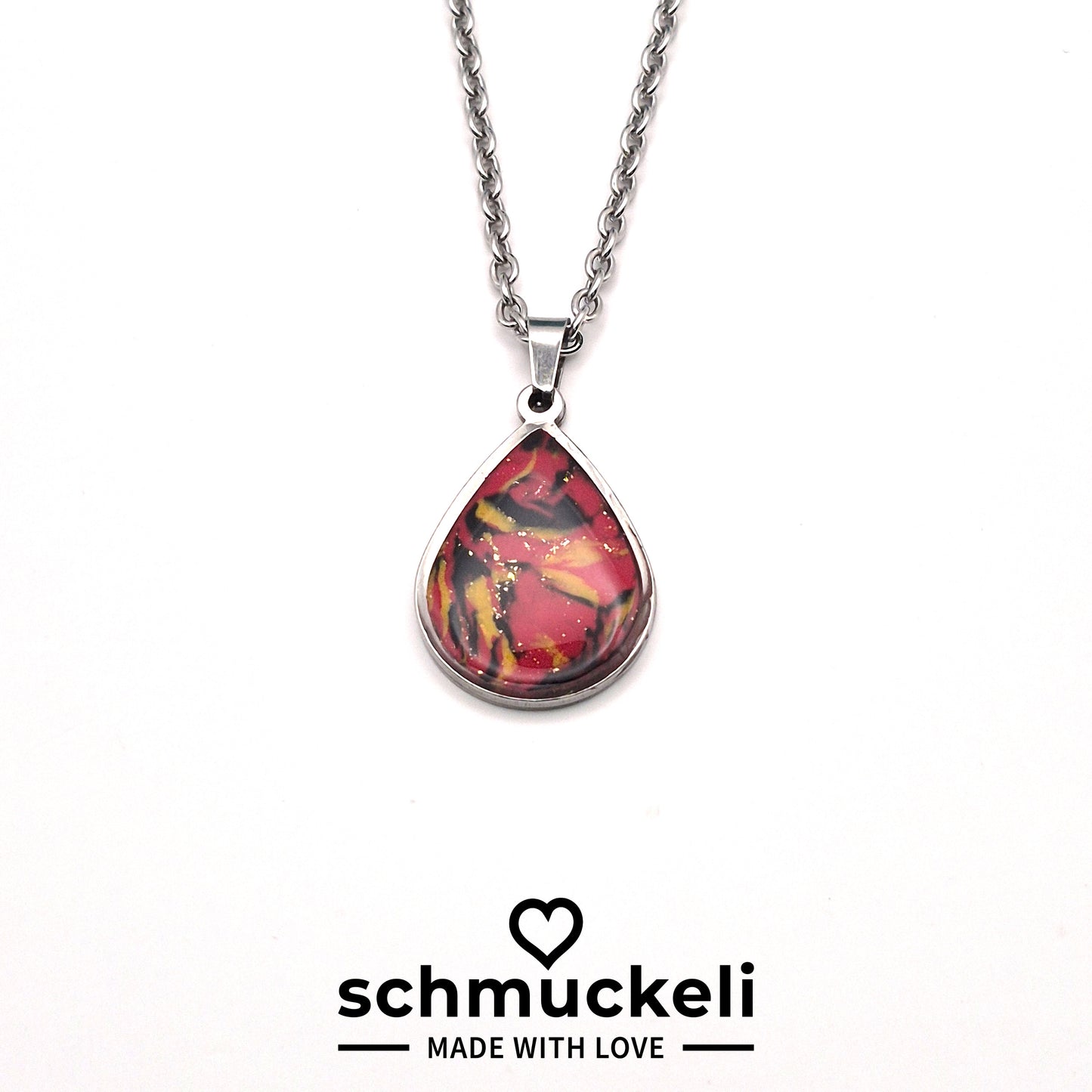 Tropfen Anhänger Herzglut – Anhänger der Leidenschaft - mit 45 cm langer Edelstahlkette