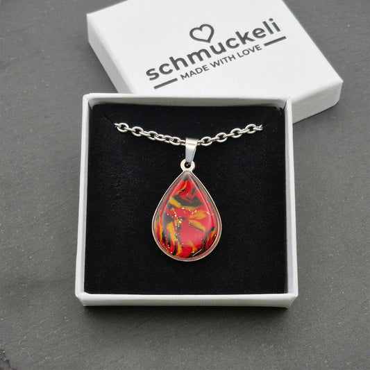 Tropfen Anhänger Herzglut – Anhänger der Leidenschaft - mit 45 cm langer Edelstahlkette