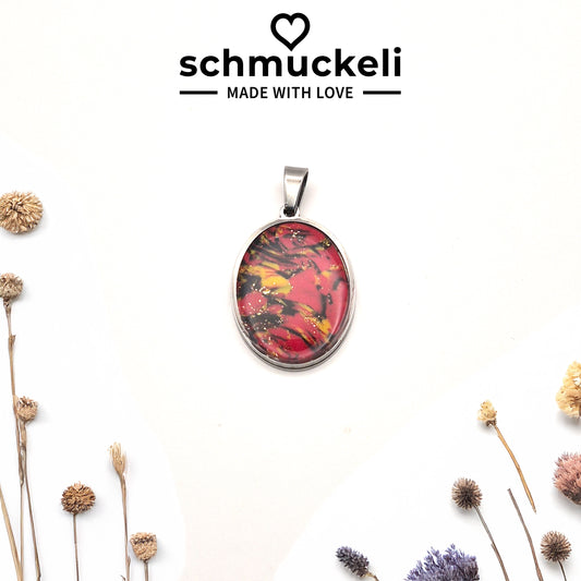 Ovaler Anhänger Herzglut – Anhänger der Leidenschaft - mit 45 cm langer Edelstahlkette
