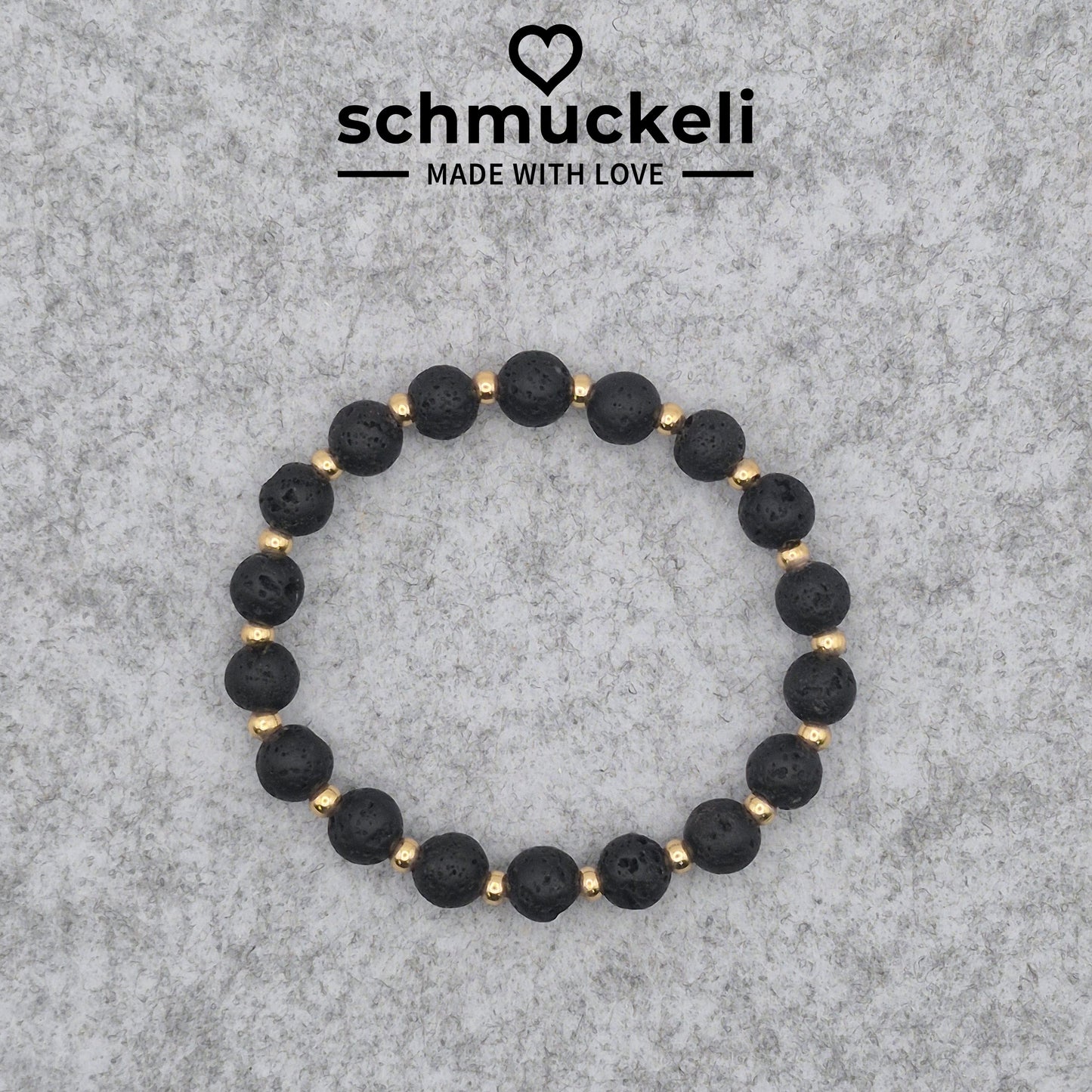 Perlenarmband Aetheris - Lava und vergoldete Edelstahlperlen