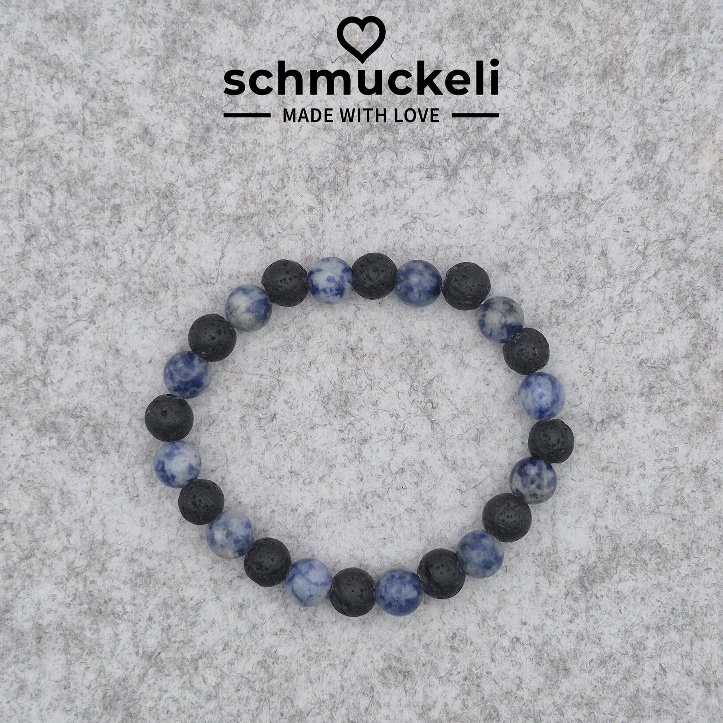 Perlenarmband Thalassa - Lava und blauer Jaspis