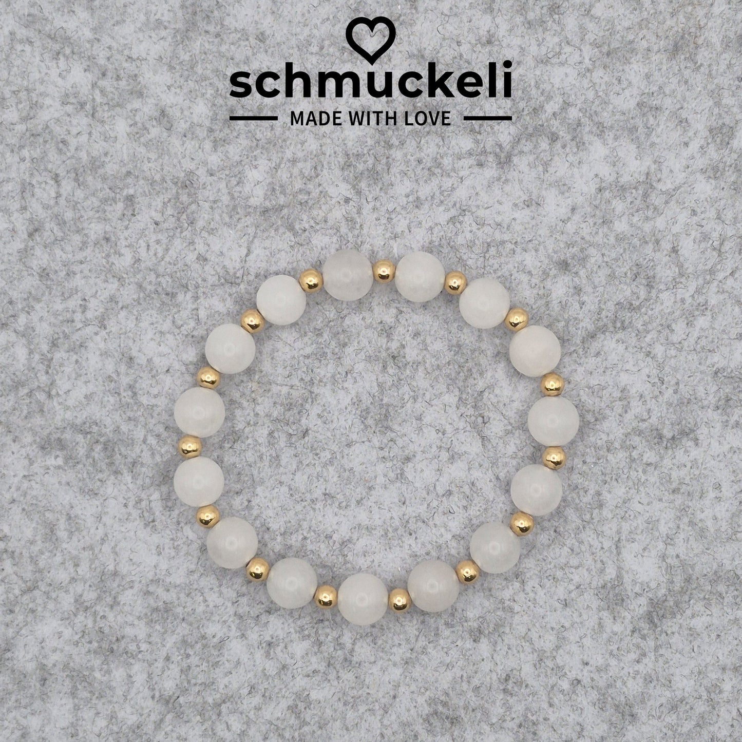 Perlenarmband Eos - Jade und vergoldete Edelstahlperlen