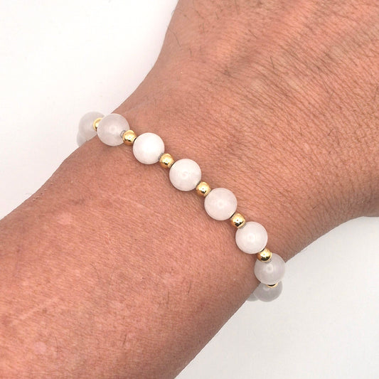 Perlenarmband Eos - Jade und vergoldete Edelstahlperlen