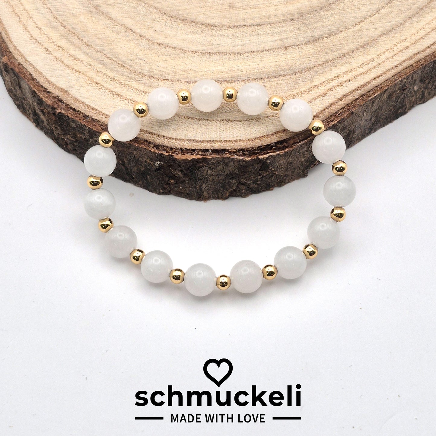 Perlenarmband Eos - Jade und vergoldete Edelstahlperlen