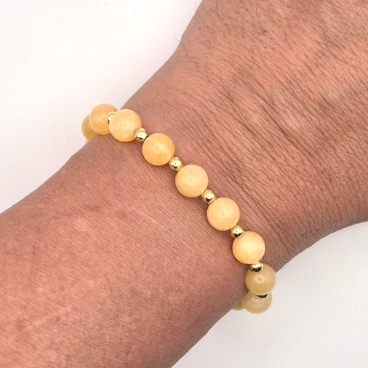 Perlenarmband Solenne - Topas und vergoldete Edelstahlperlen