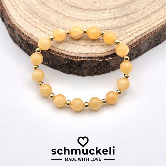 Perlenarmband Solenne - Topas und vergoldete Edelstahlperlen