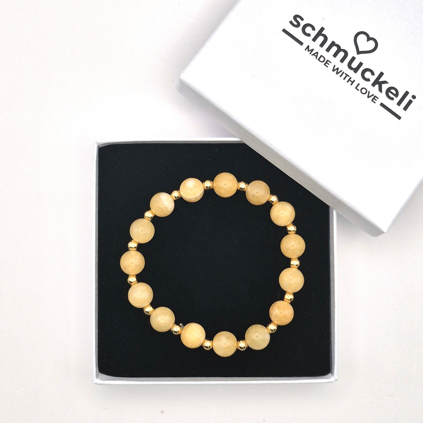 Perlenarmband Solenne - Topas und vergoldete Edelstahlperlen