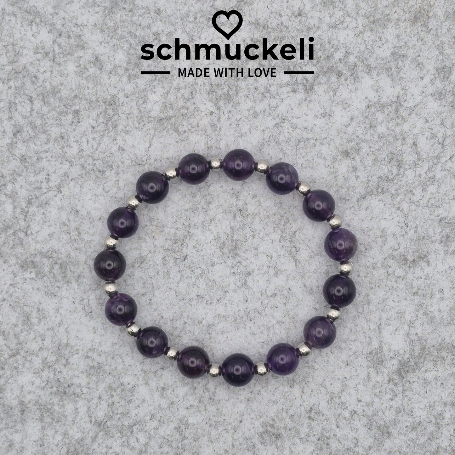 Perlenarmband Tenebris - Amethyst und Edelstahlperlen