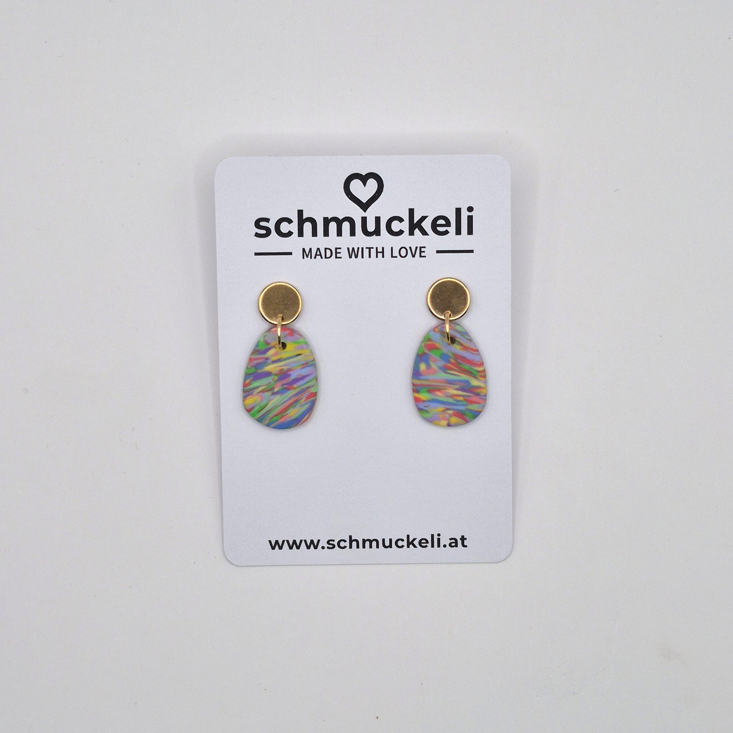 Farbwind – Bunte, ovale Marmorierte Ohrringe aus Polymer Clay