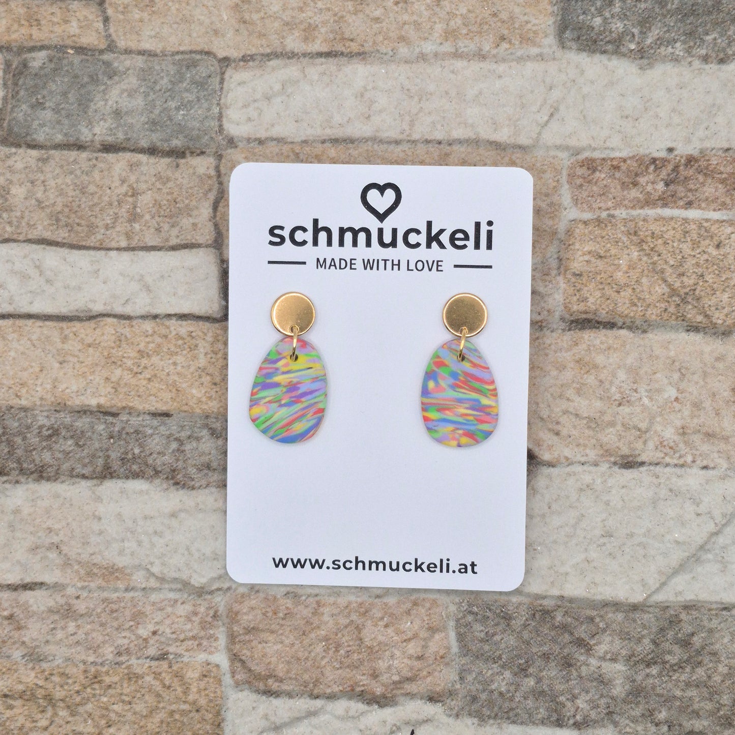 Farbwind – Bunte, ovale Marmorierte Ohrringe aus Polymer Clay