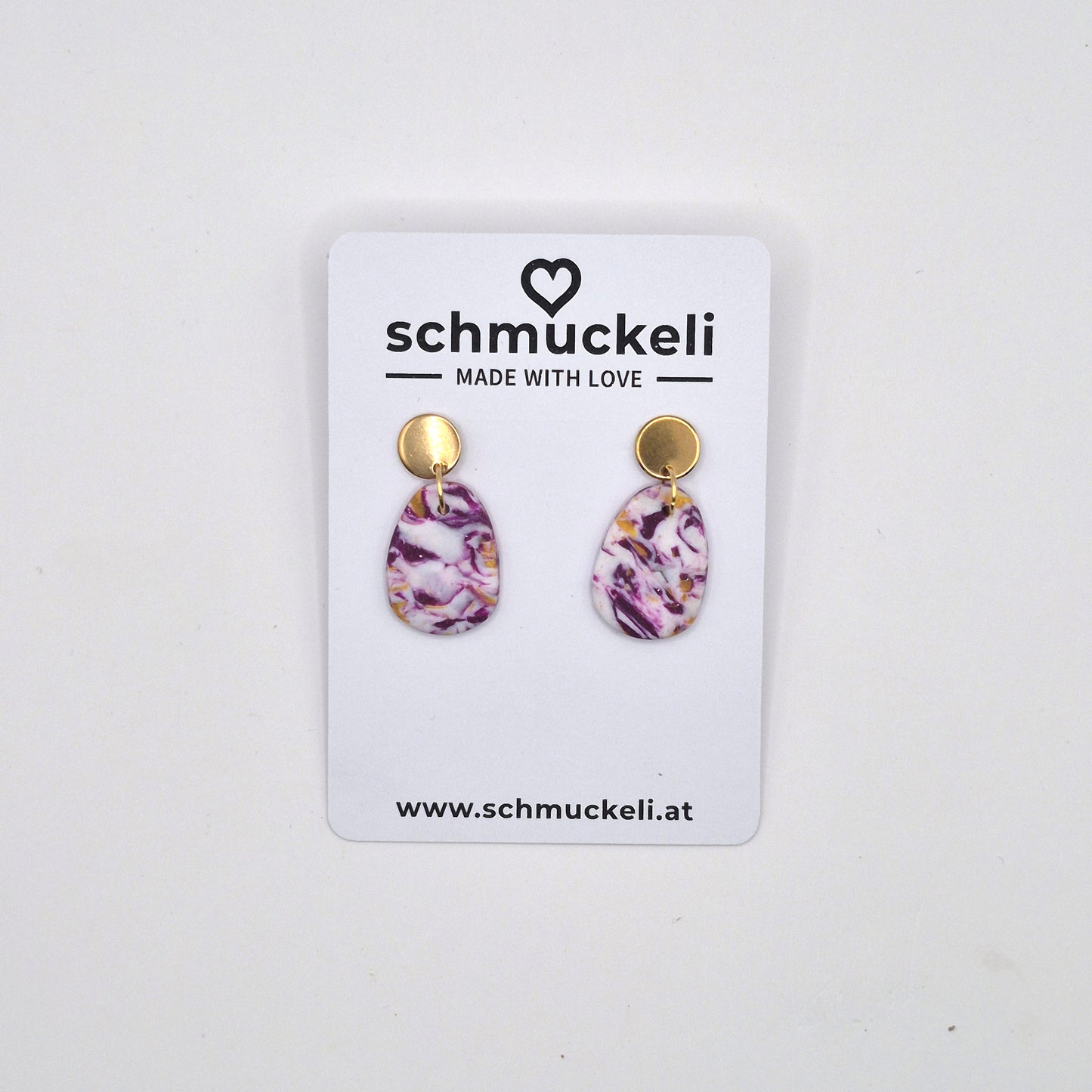 Beerenrausch  – Marmorierte Ohrringe in Lila & Gold aus Polymer Clay