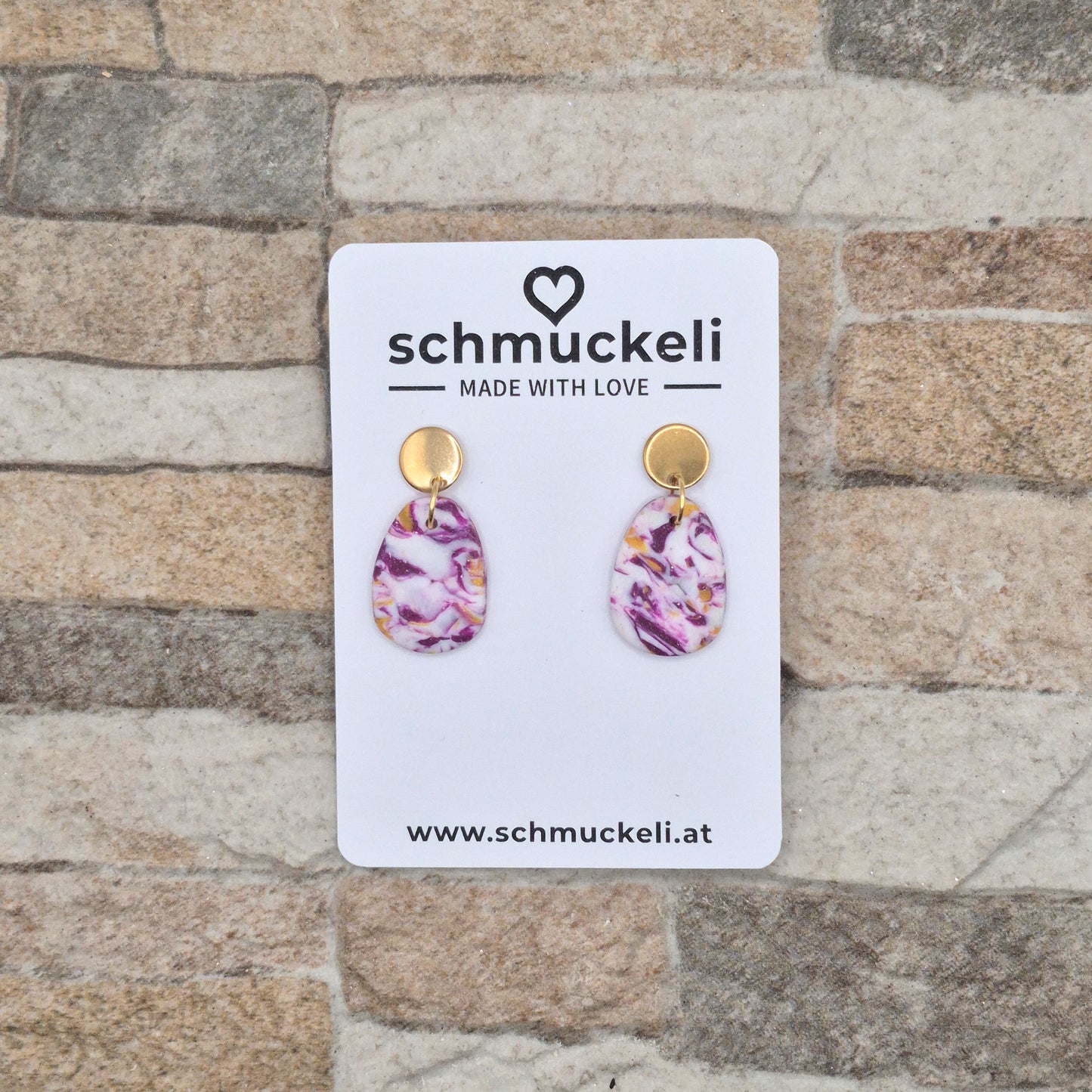 Beerenrausch  – Marmorierte Ohrringe in Lila & Gold aus Polymer Clay