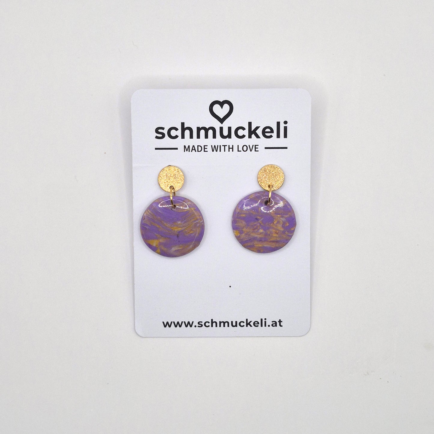 Fliederwind – Lila-Goldene Ohrringe in Marmoroptik