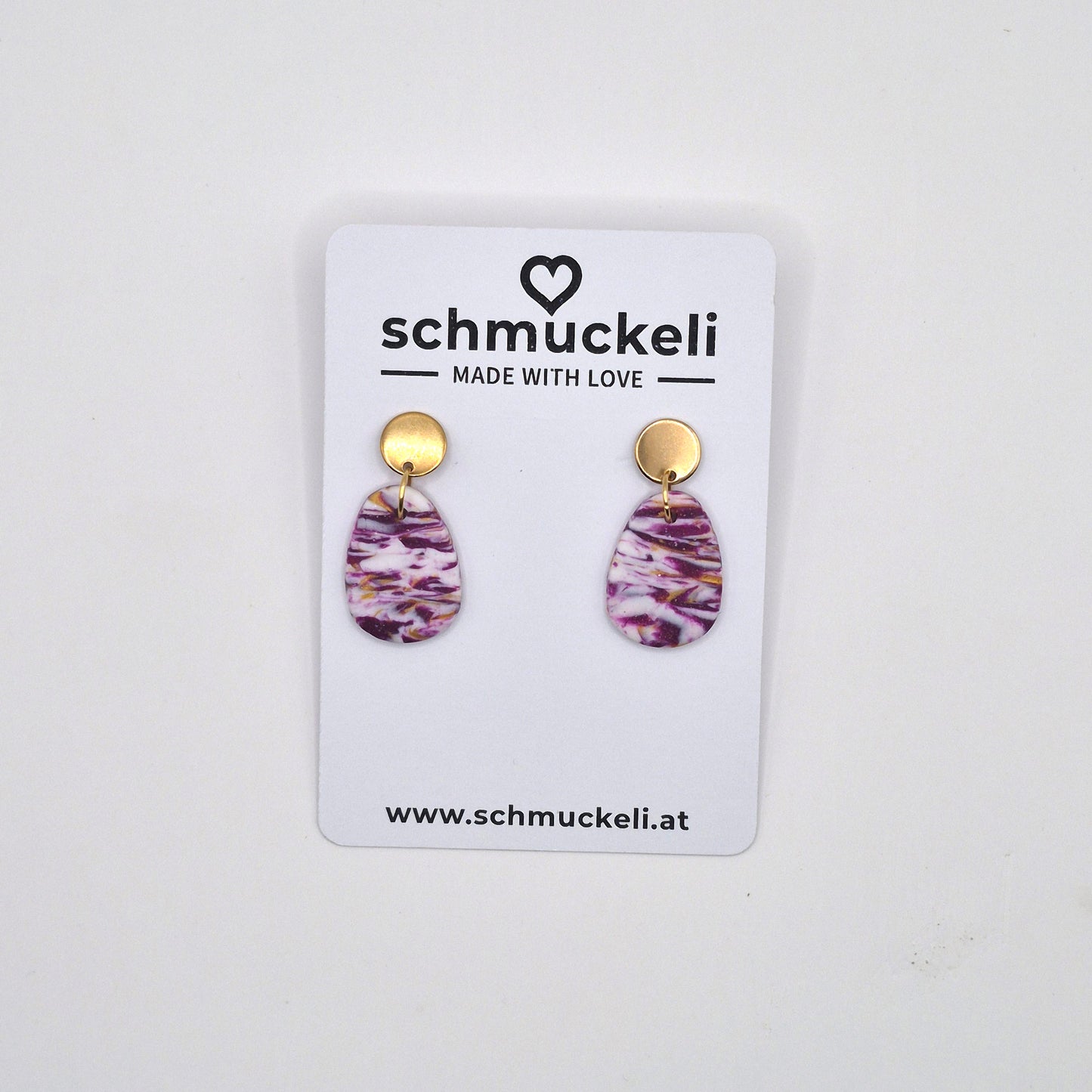Beerenrausch  – Marmorierte Ohrringe in Lila & Gold aus Polymer Clay