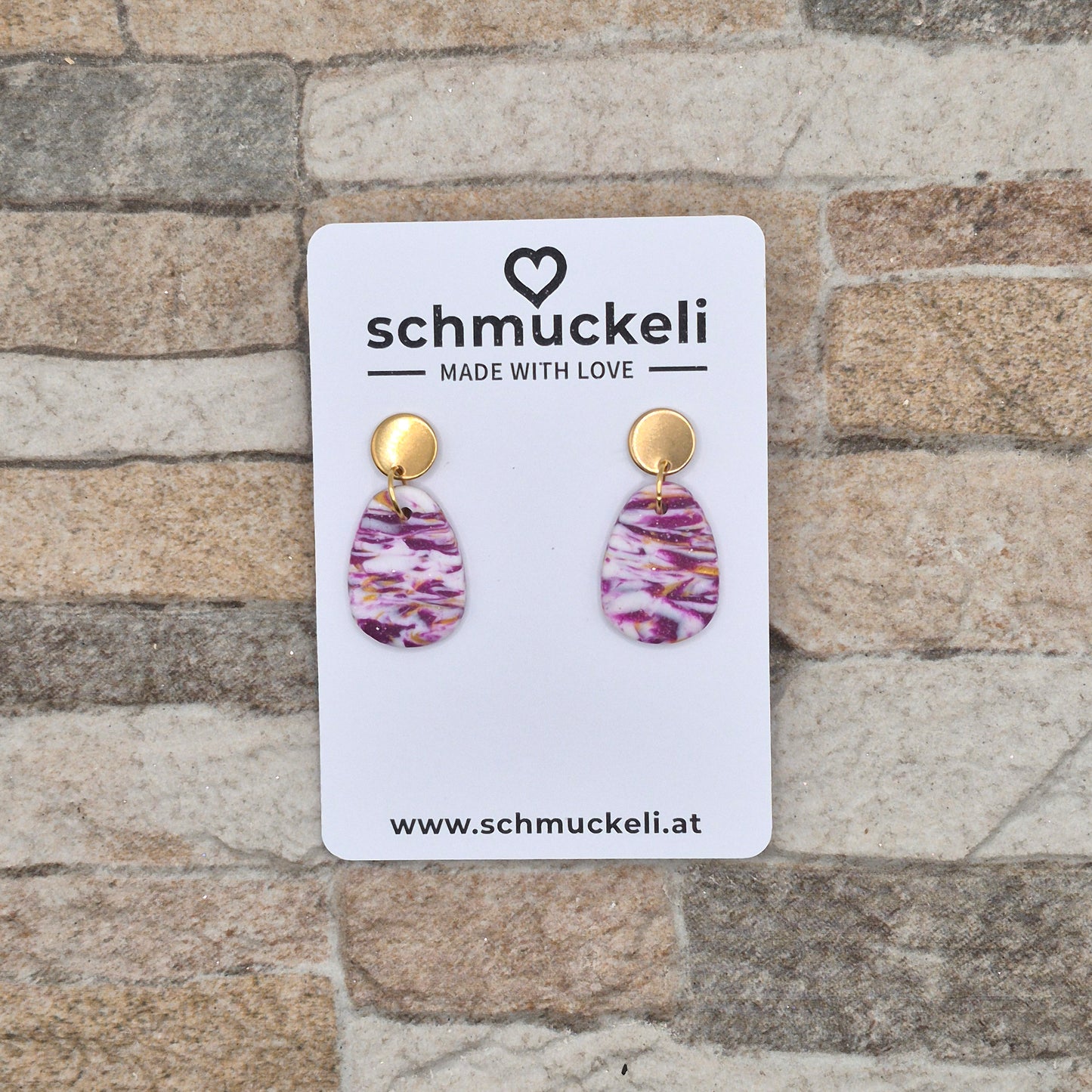 Beerenrausch  – Marmorierte Ohrringe in Lila & Gold aus Polymer Clay