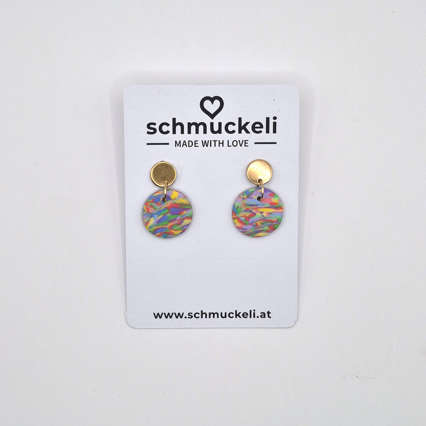 Farbwind – Bunte, runde Marmorierte Ohrringe aus Polymer Clay