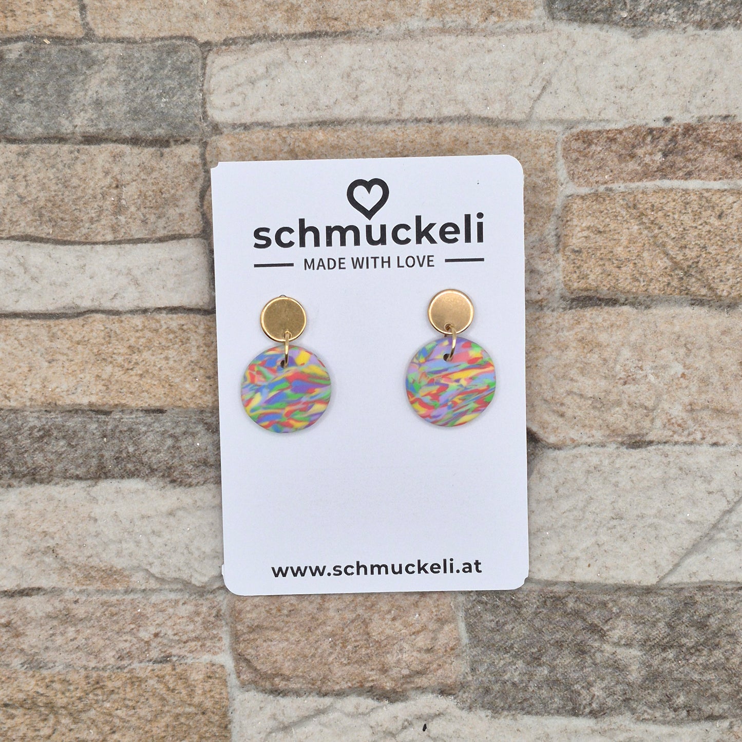Farbwind – Bunte, runde Marmorierte Ohrringe aus Polymer Clay