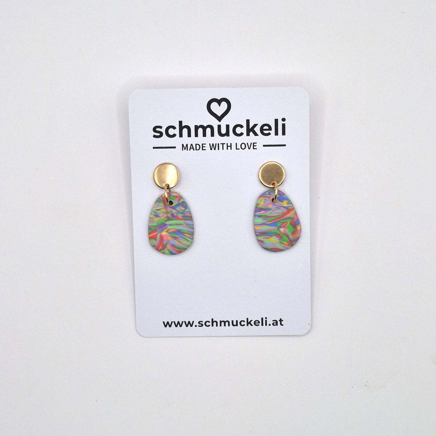 Farbwind – Bunte, ovale Marmorierte Ohrringe aus Polymer Clay