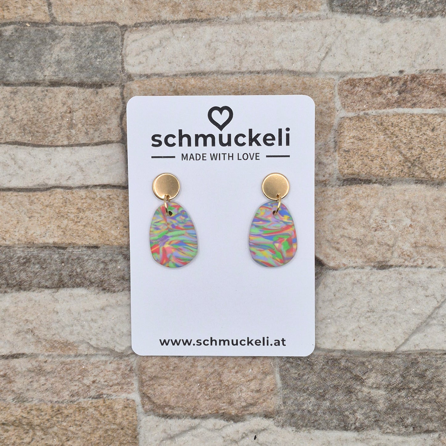 Farbwind – Bunte, ovale Marmorierte Ohrringe aus Polymer Clay
