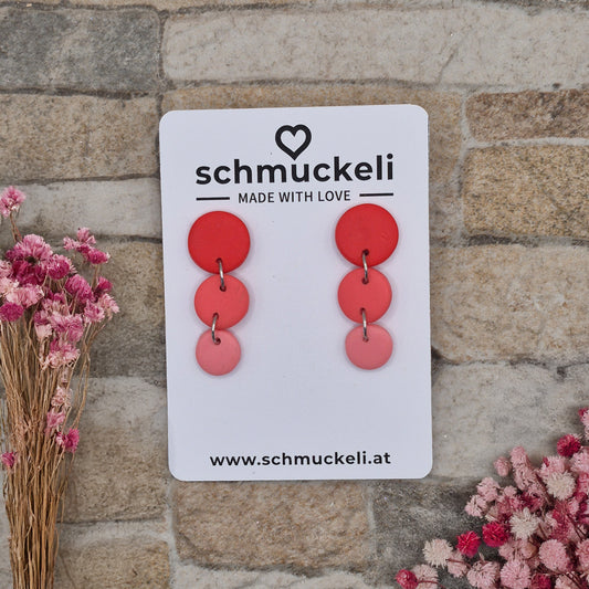 FARBTANZ  Beerenklang - dreiteilige Ohrringe aus Polymer Ton in Rottönen